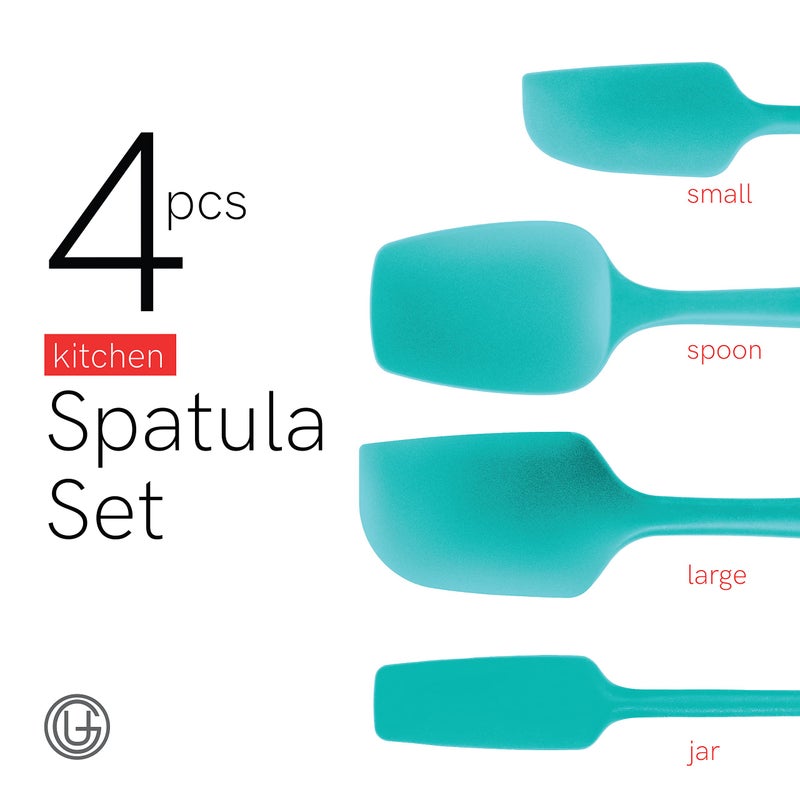 UpGood Silicone Spatula Set 600Â°F - High Heat Resistant Nonstick, Small and Large Kitchen Spatulas - Flexible BPA Free Professional Grade Cookware - Utensils for Cooking, Baking, Mixing(4 Pcs, Teal) - Image 2